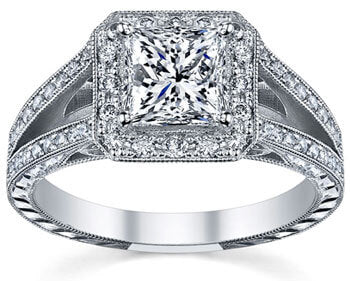 Split Shank Halo Engagement Ring