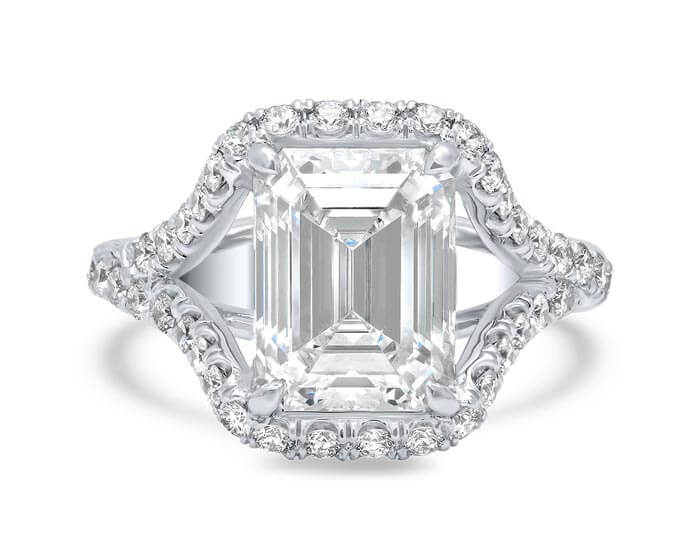 Gorgeous Partial Halo Platinum Engagement Ring