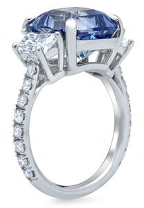 Ceylon Blue Sapphire Three Stone Engagement Ring
