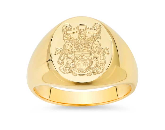 Custom Hand Engraved Crest Signet Ring