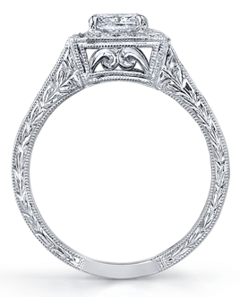 Art Deco Style Halo Engagement Ring