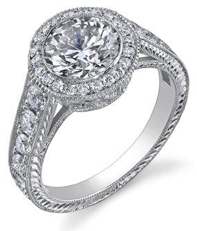 Edwardian Style Halo Engagement Ring